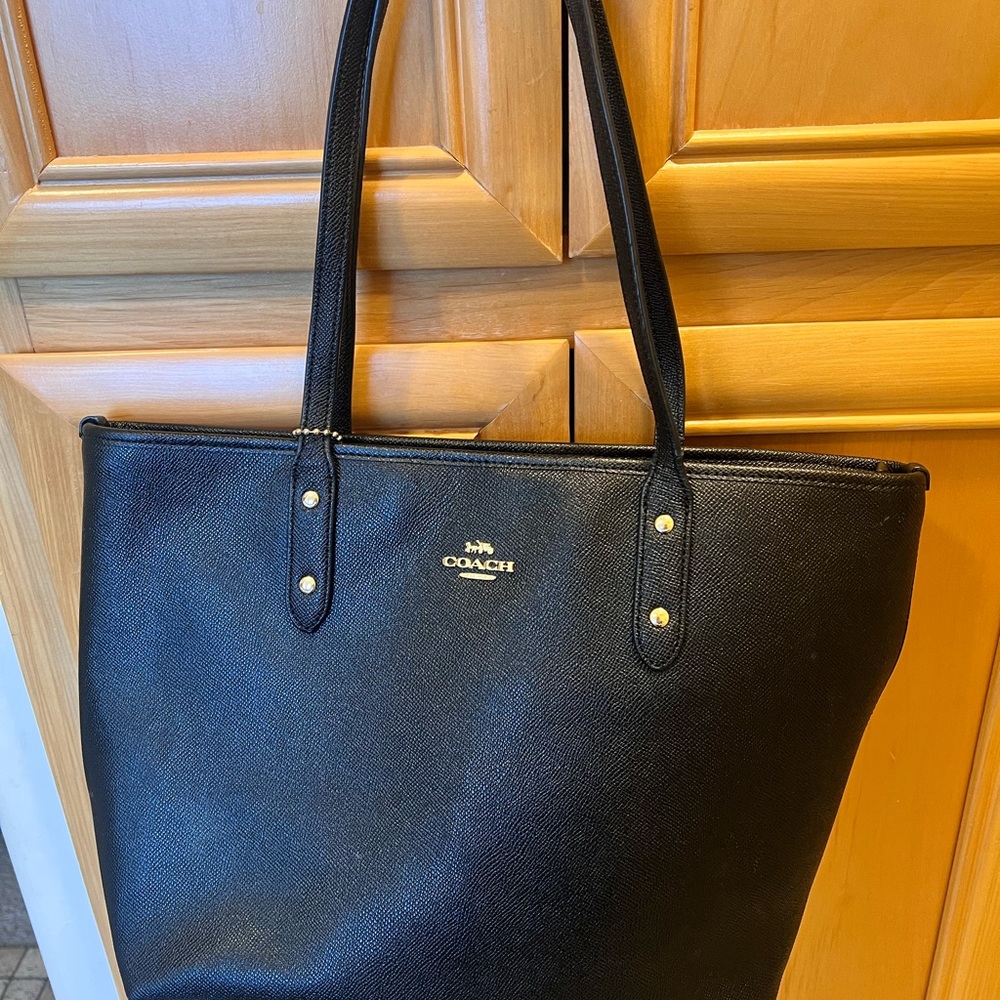 Coach Black Leather Tote Bag
